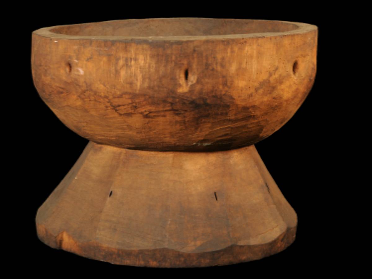 Dumbbell-Shaped Wooden Vessel of rabha tribe 