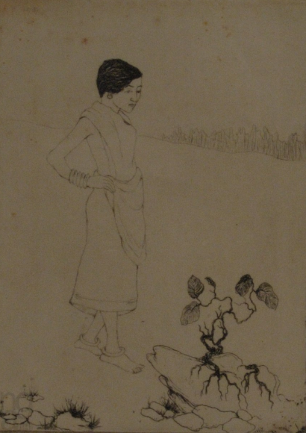 Santhal Maiden painting Santhal Maiden painting