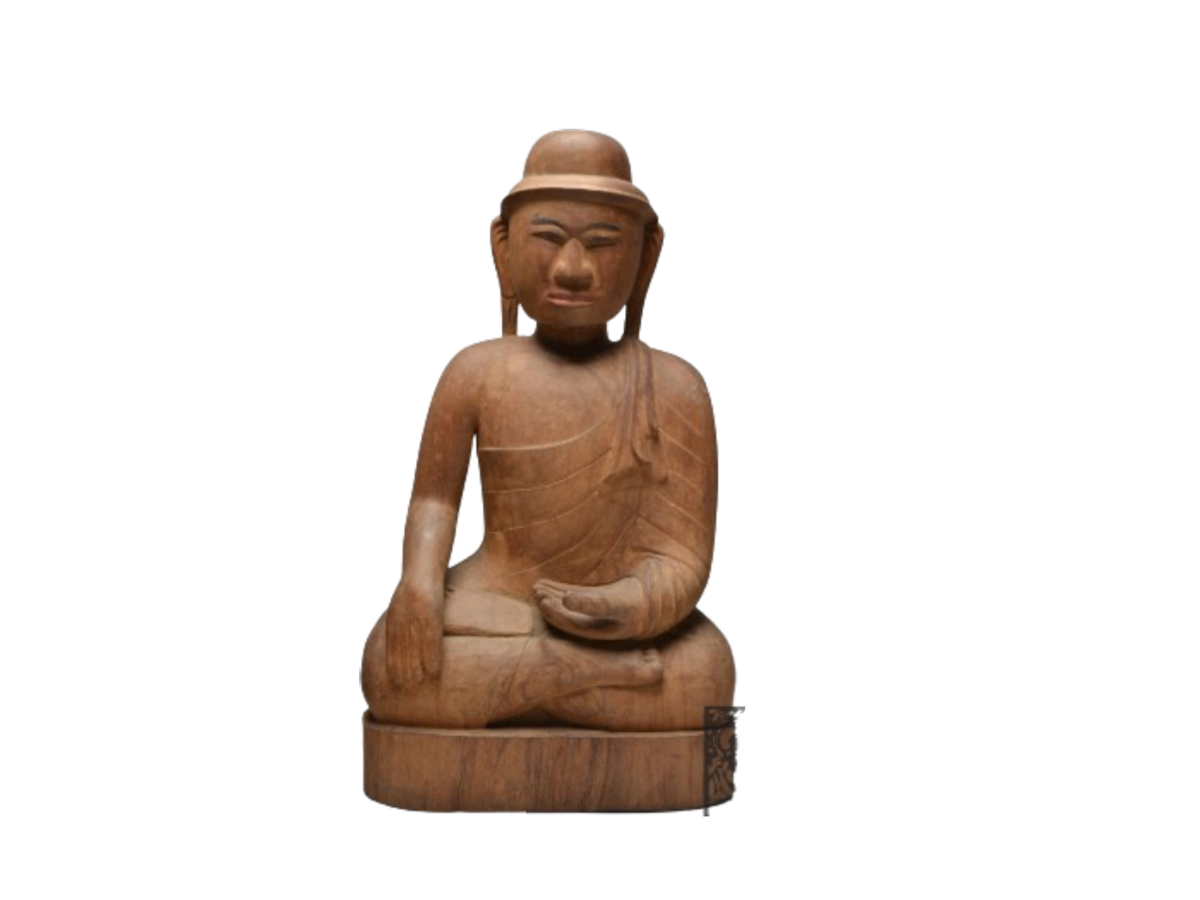 Buddha Wooden Sculpture in Bhumi-Sparsha Mudra