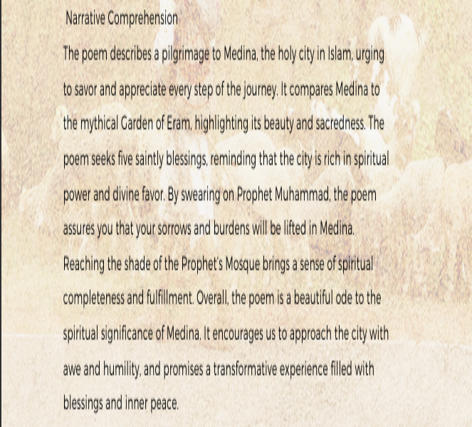 Comprehension of the Poem Comprehension of the Poem
