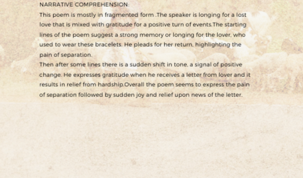 Comprehension of the poem Comprehension of the poem