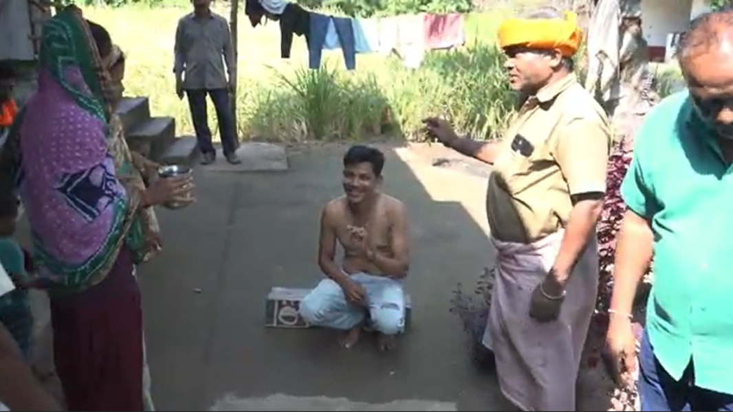 Man Taking shower before performing rituals Man Taking shower before performing rituals