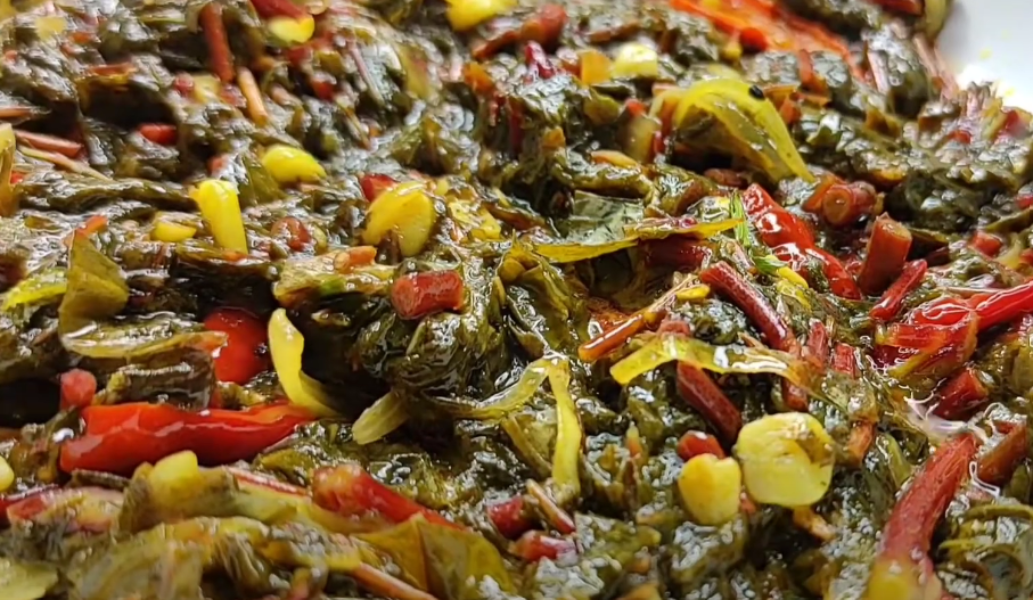 Frying of Roselle Leaves Frying of Roselle Leaves