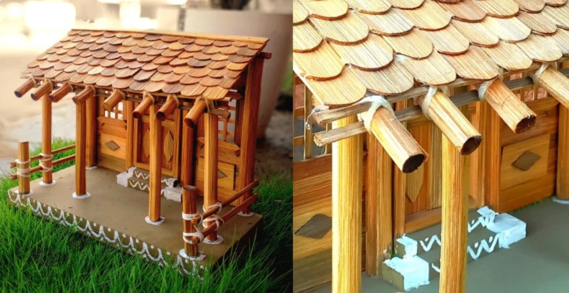 Traditional bamboo house showpieces Traditional bamboo house showpieces