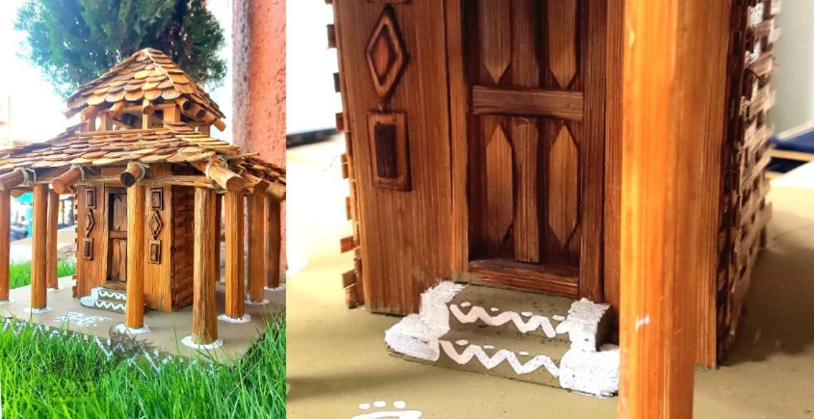 Bamboo house showpieces Bamboo house showpieces