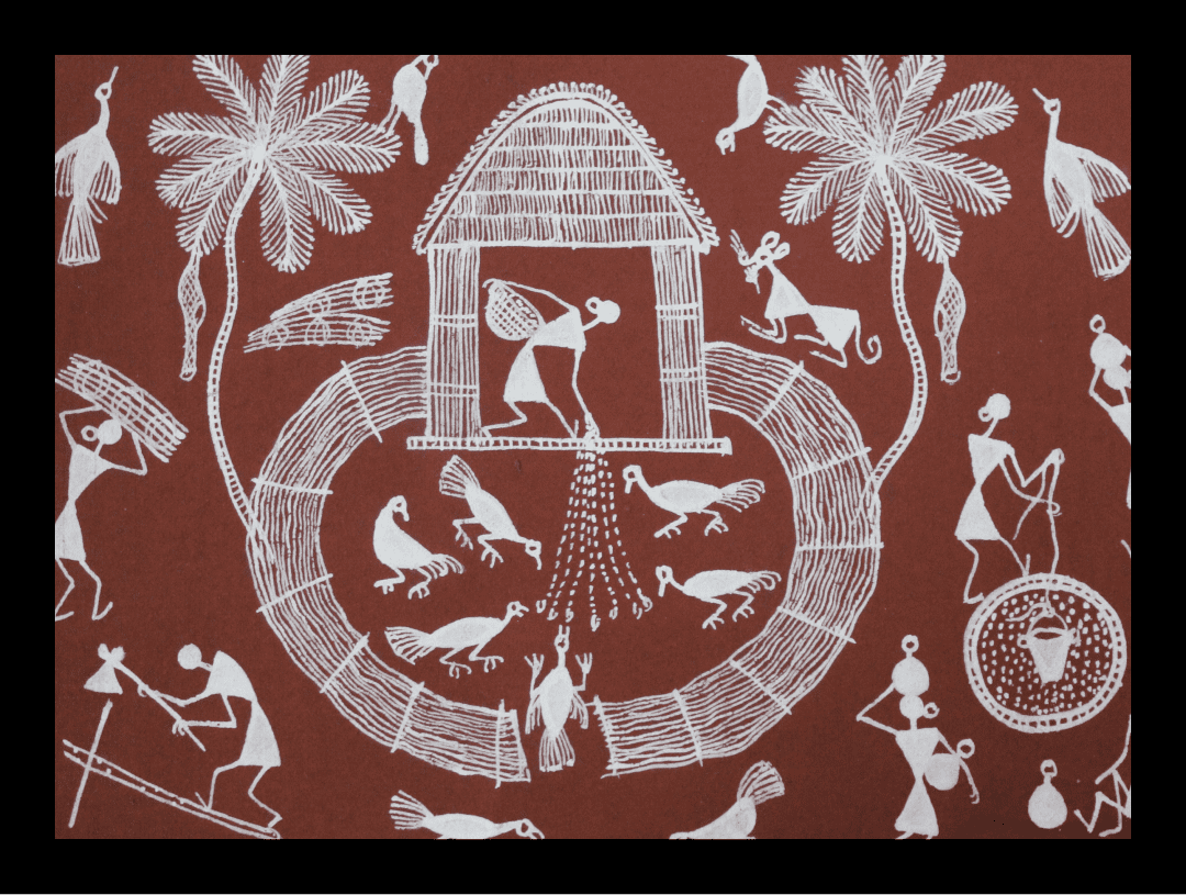 Warli painting showing connection with nature Warli painting showing connection with nature