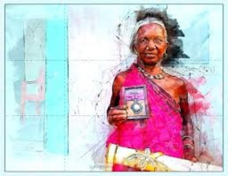 Kamala Pujari’s Painting with Padma Award Kamala Pujari’s Painting with Padma Award