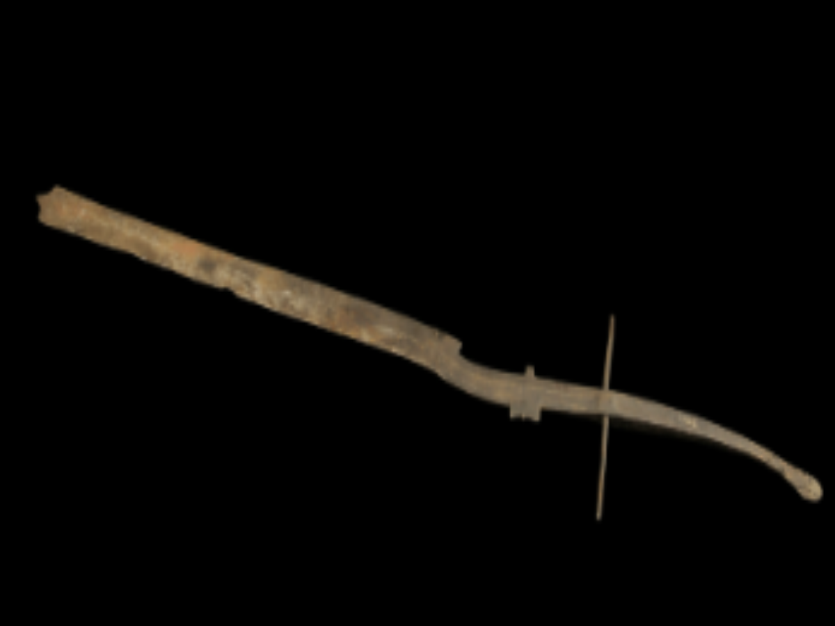 An iron sword with a pointed blade An iron sword with a pointed blade