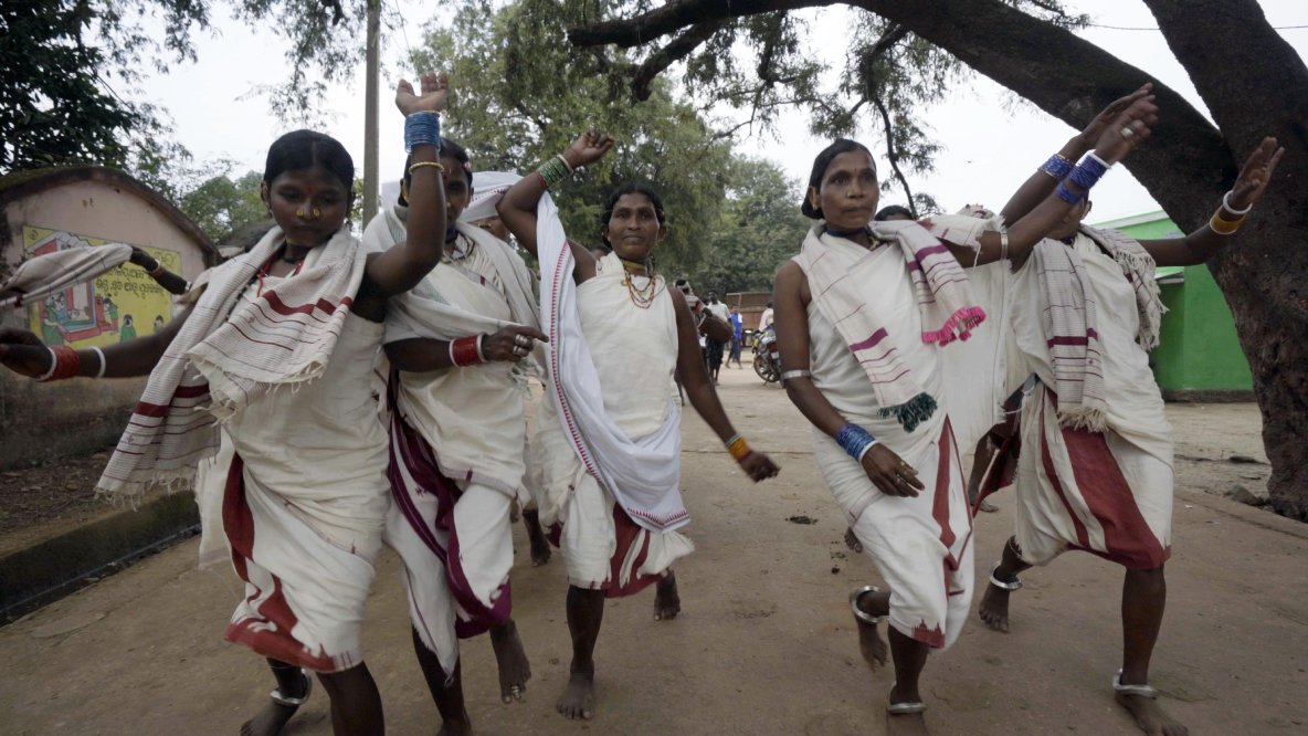 Dharua tribal women’s celebrating Pus Punei festival Dharua tribal women’s celebrating Pus Punei festival