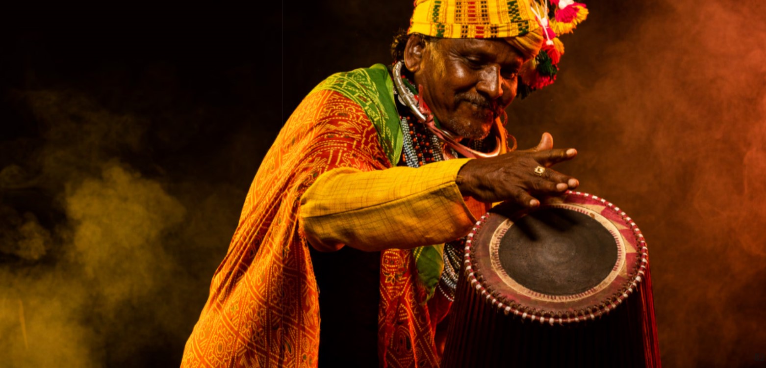 Rajgond tribal Men Playing Instrument Rajgond tribal Men Playing Instrument