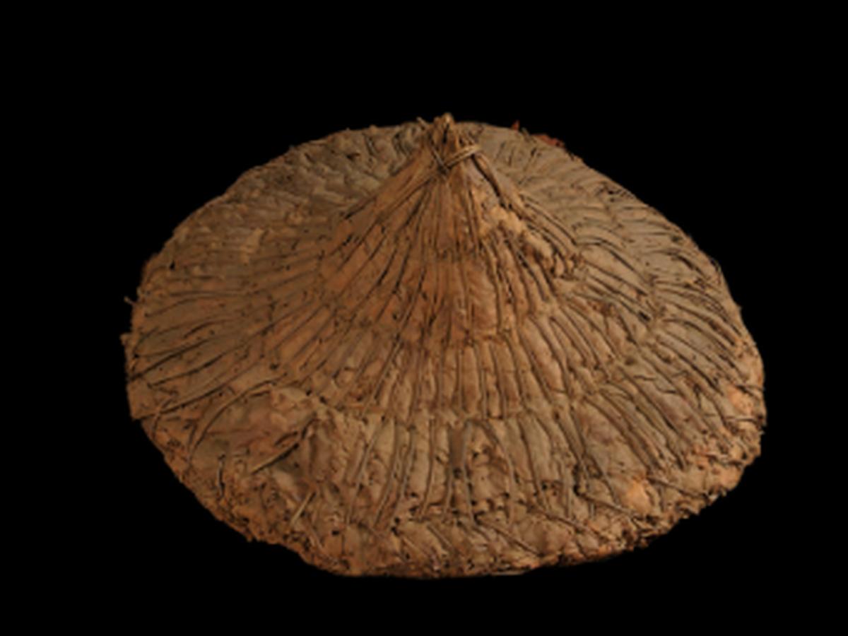 A handmade, circular-shaped hat A handmade, circular-shaped hat